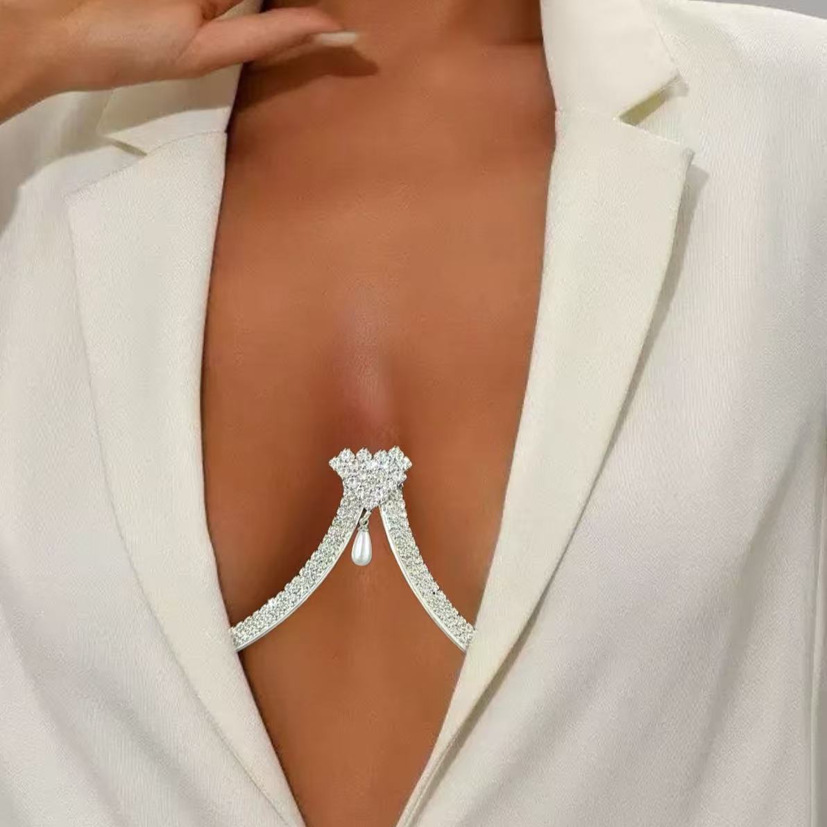 Body Jewelry Necklace - Suporte de peito feminino pingente de