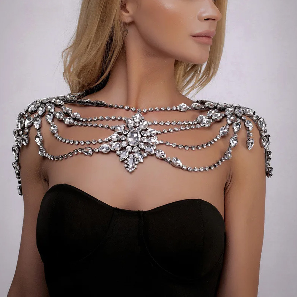 Body Jewelry Retainers - Boho cristal nupcial ombro corrente colar