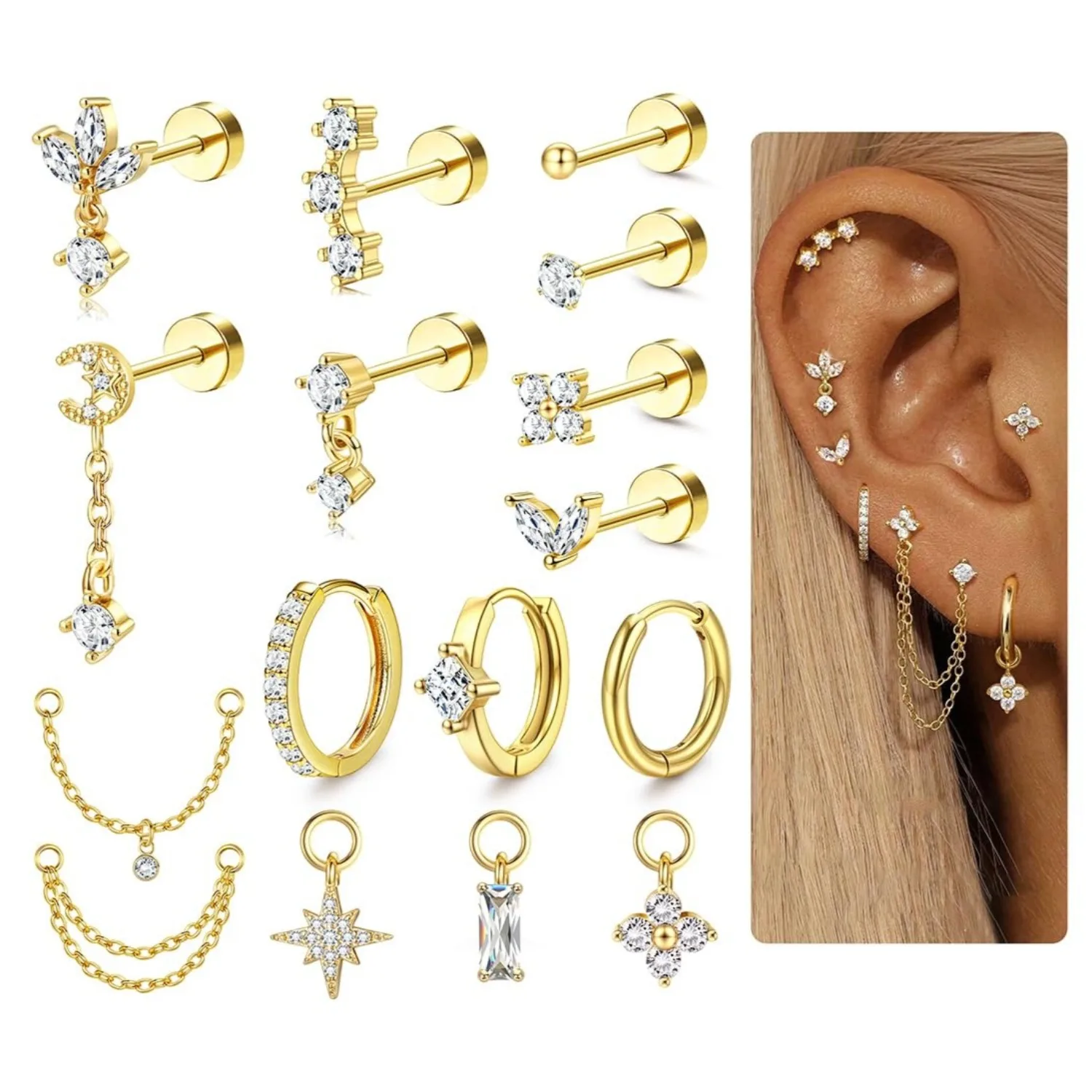 Brincos de cartilagem de calib - Body Jewelry Surgical Steel avaliação e preço